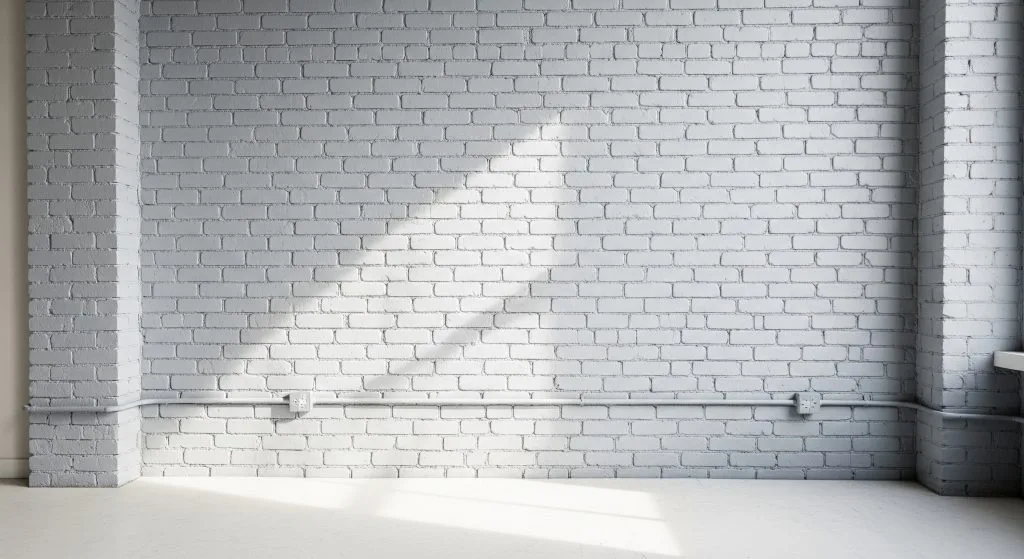 Professional Exterior Brick Painting Calgary Service. Showing the beautiful, specialized breathable masonry paint finish on a brick wall.