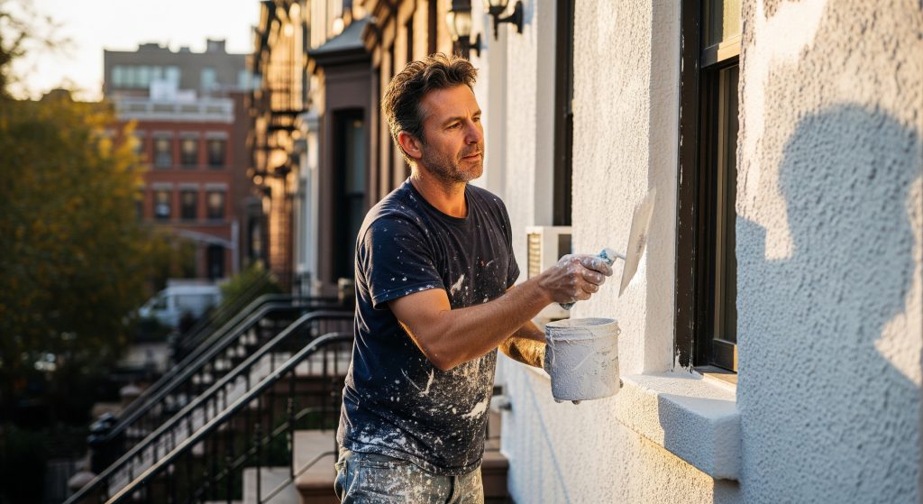 Professional Exterior Stucco Repair and Painting service in Calgary showing the completed, flawless finish on a residential building.