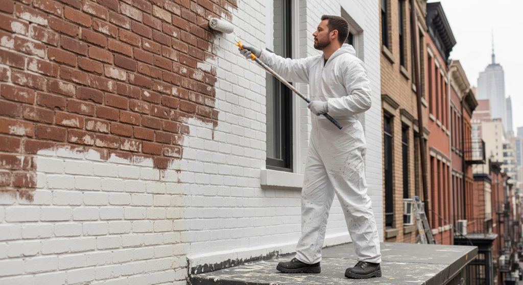 Painting uneven brick surface for smooth, updated look
