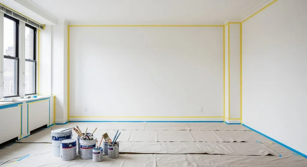 Professional paint doors and trim Calgary service showing a flawless, smooth white finish on a door and adjacent baseboard.